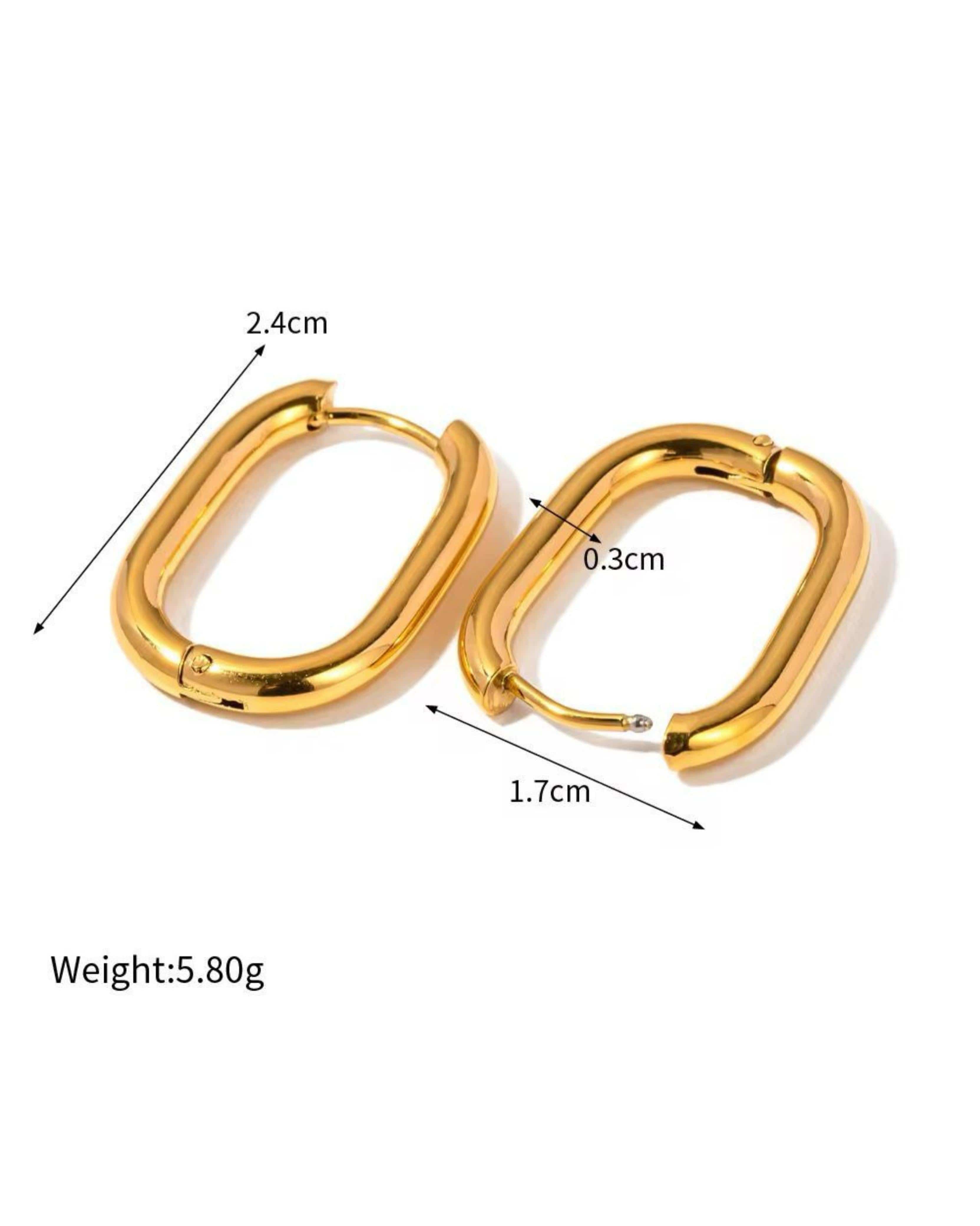 Rekhhta Essentials Earrings Classic Gold Rectangular Hoops