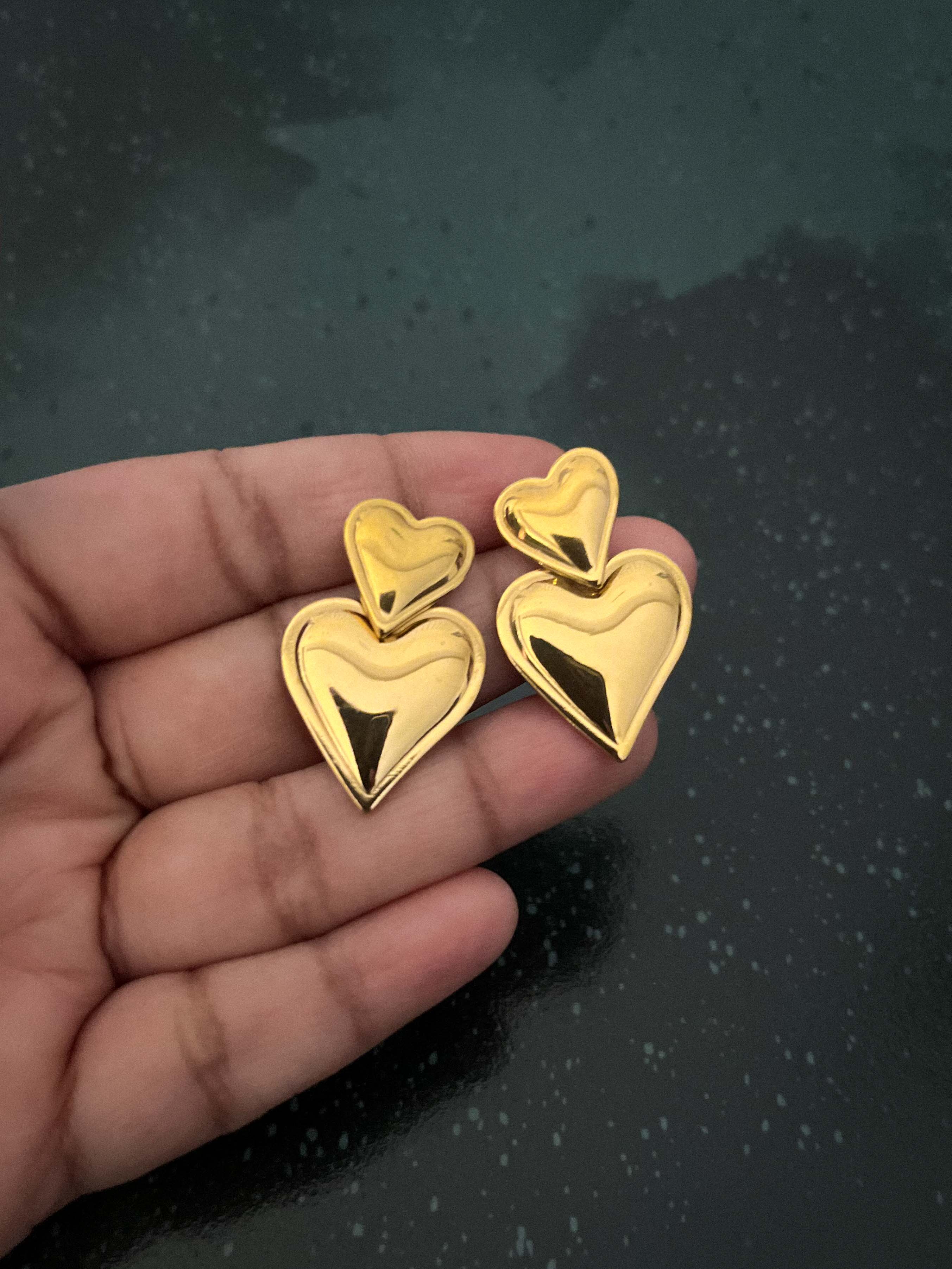 Rekhhta Essentials Earrings Double Heart Studs Earrings
