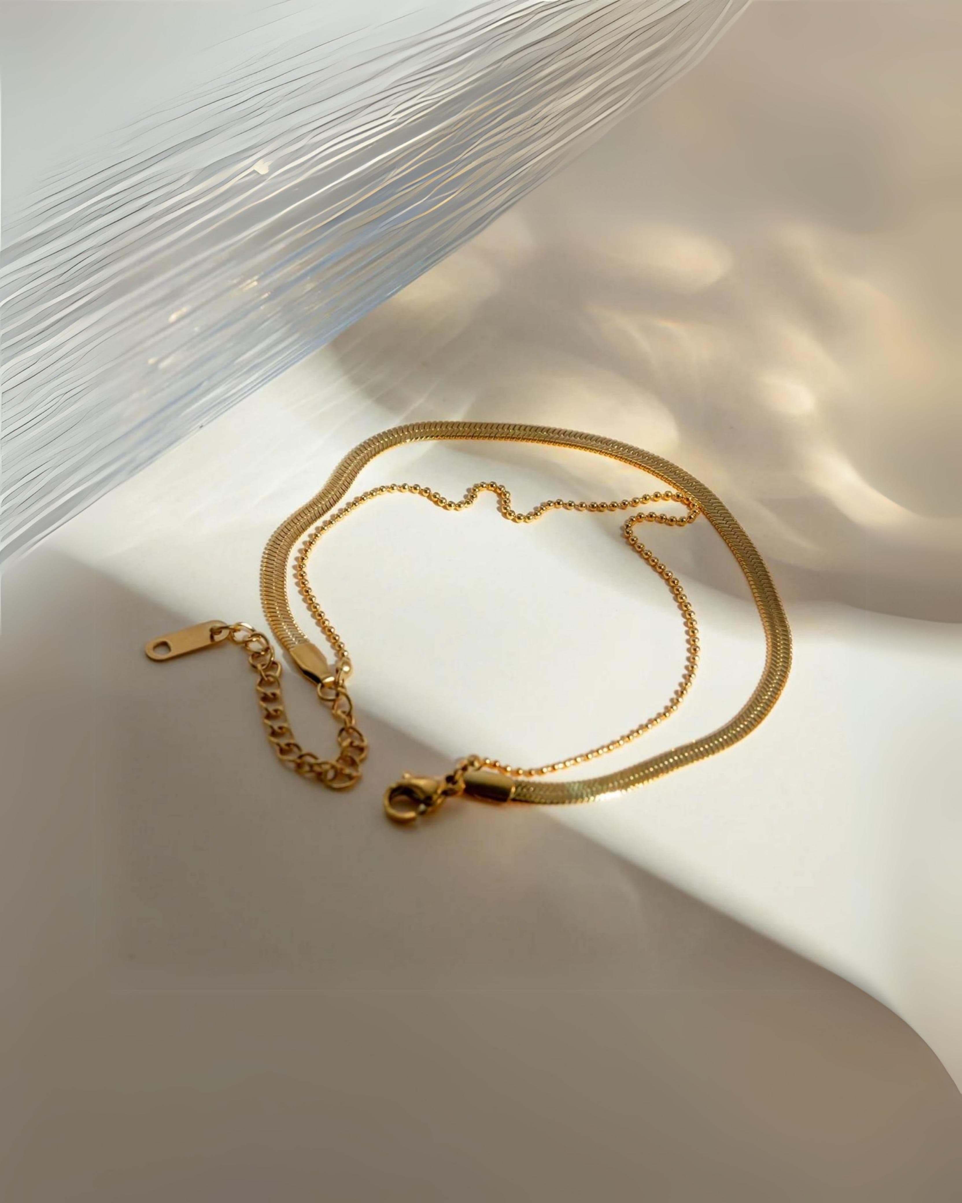 Rekhhta Essentials Earrings Double Layered Snake Chain Bracelet