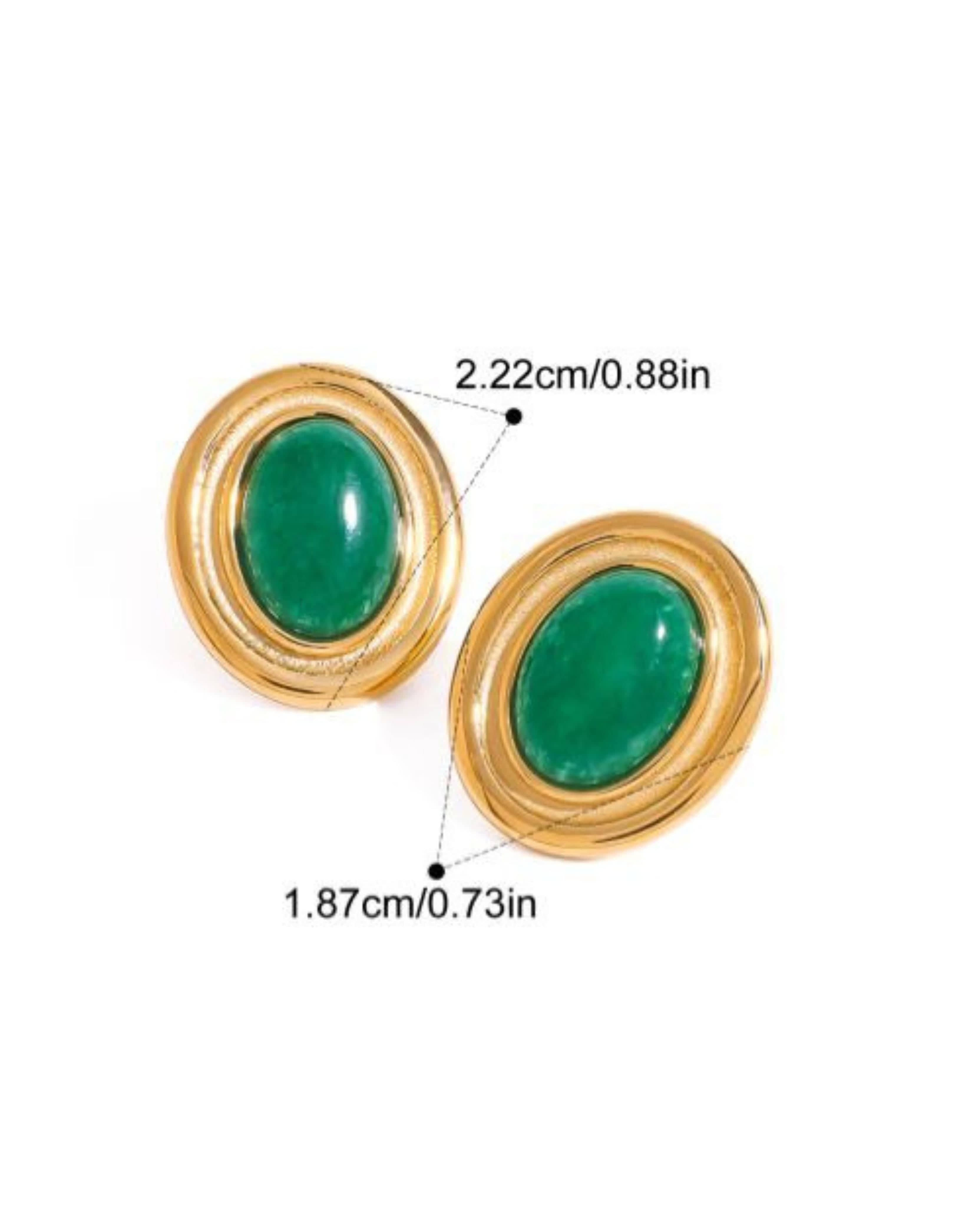 Rekhhta Essentials Earrings Emerald Radiance Vintage Studs