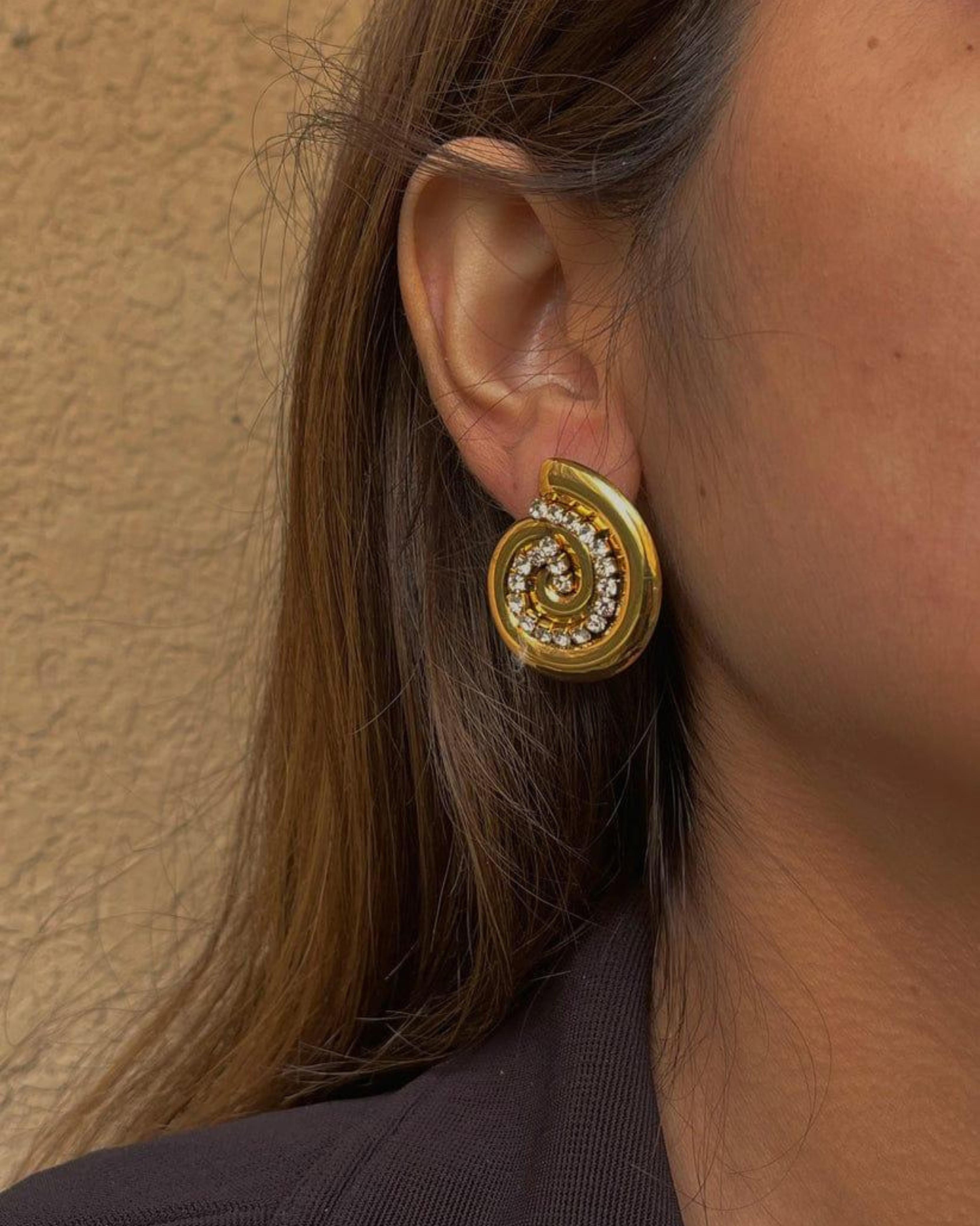 Rekhhta Essentials Earrings Gilded Spiral Crystal Earrings