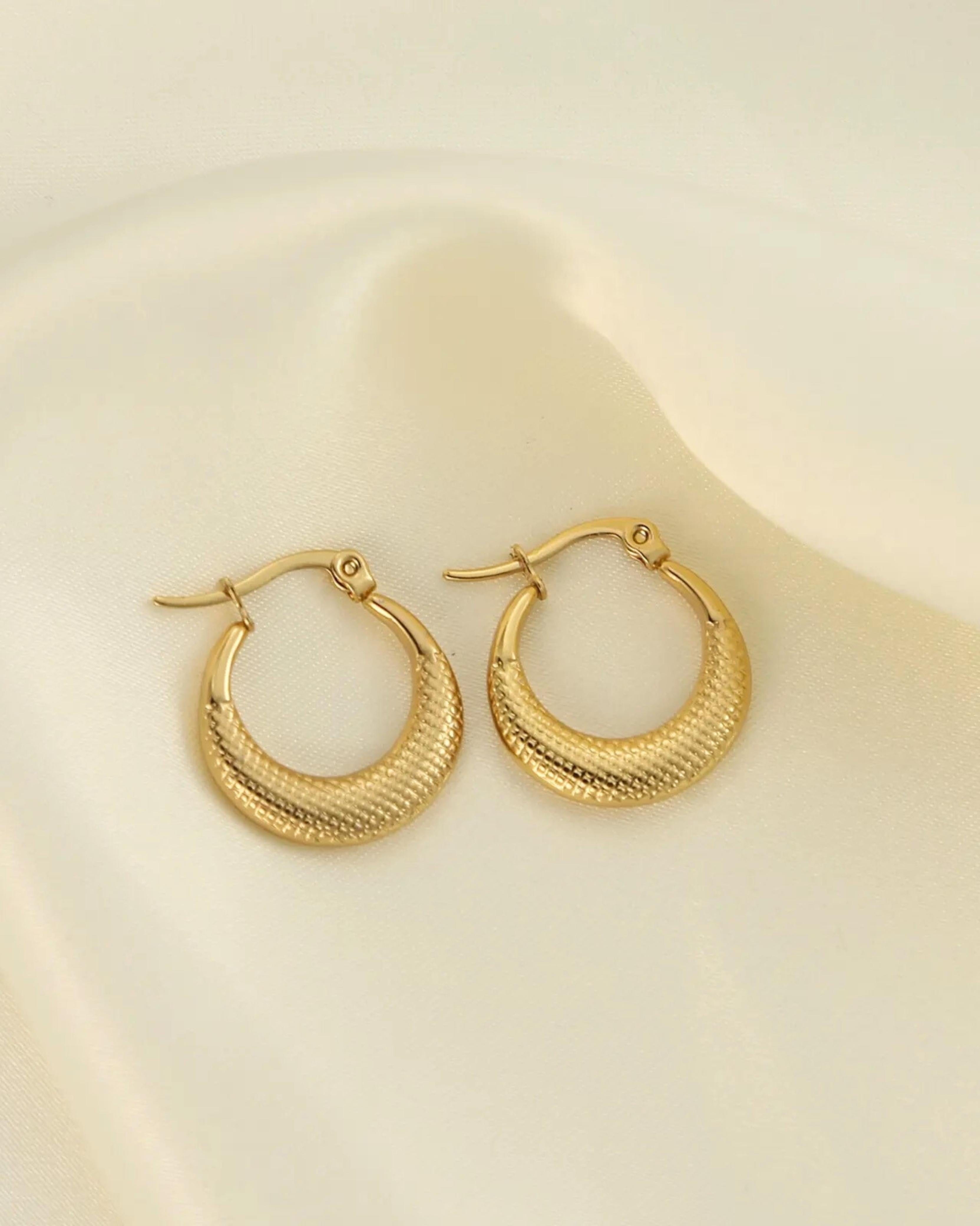 Rekhhta Essentials Earrings Gilded Texture Hoops