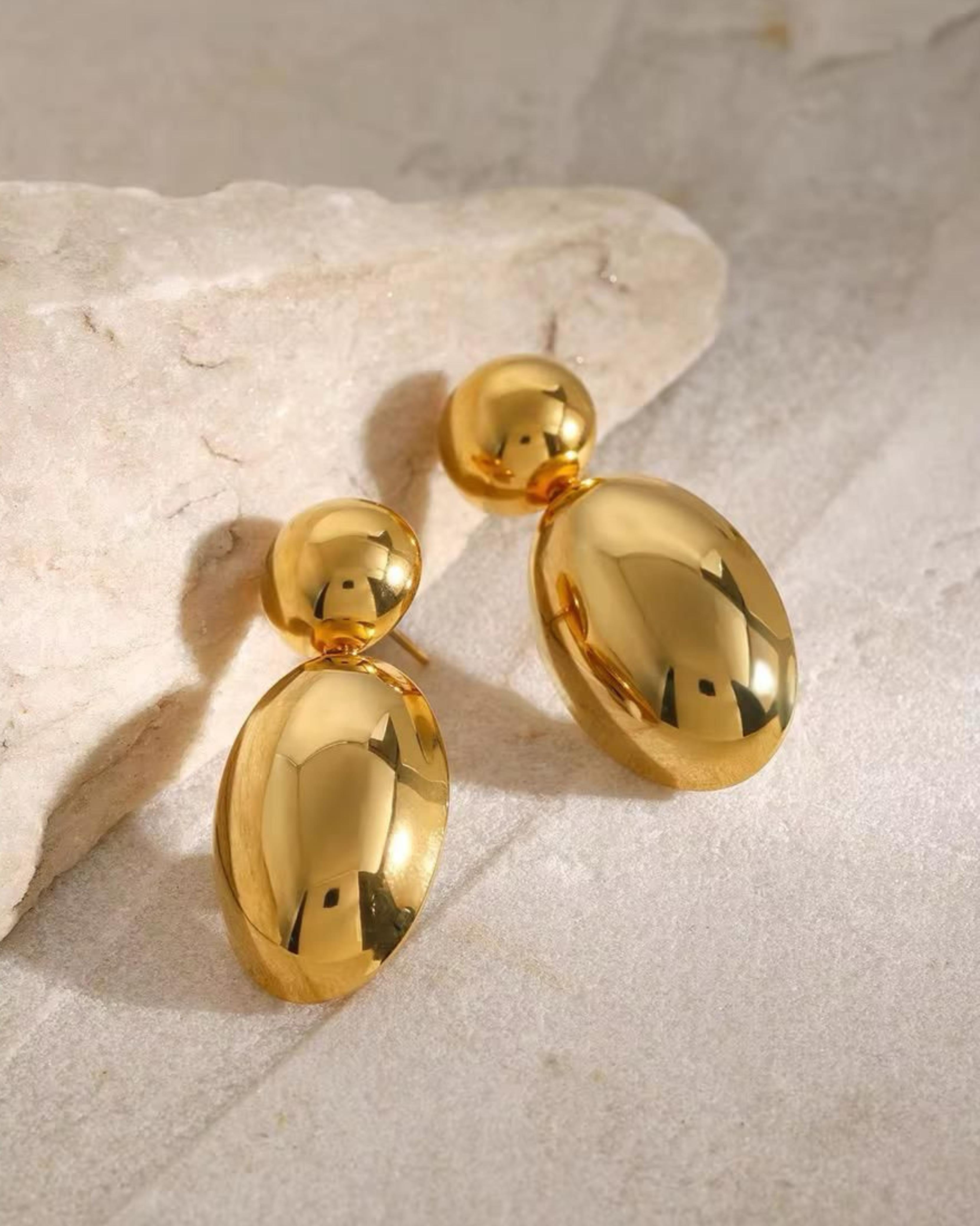 Rekhhta Essentials Earrings Glossy Gold Drop Earrings