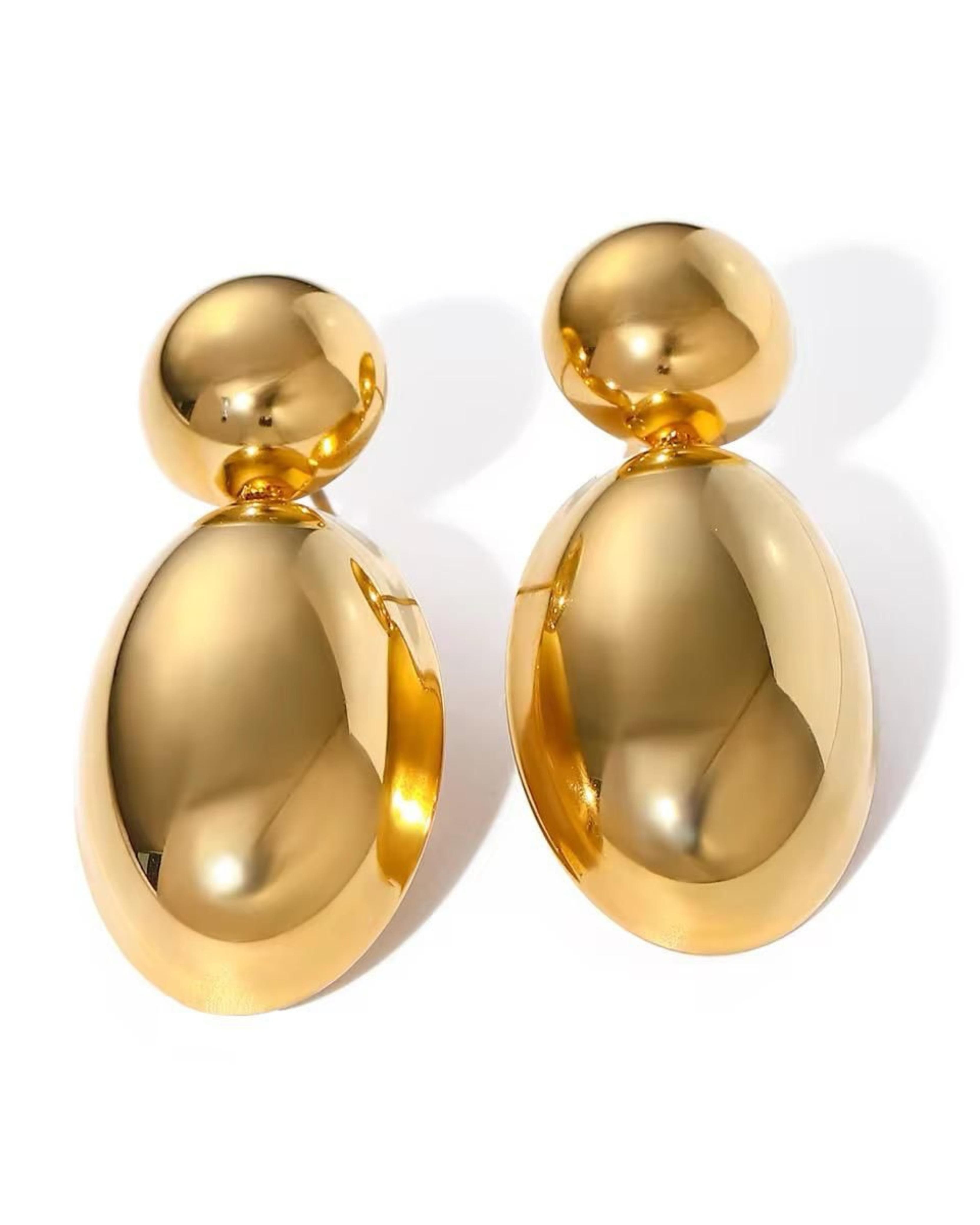 Rekhhta Essentials Earrings Glossy Gold Drop Earrings