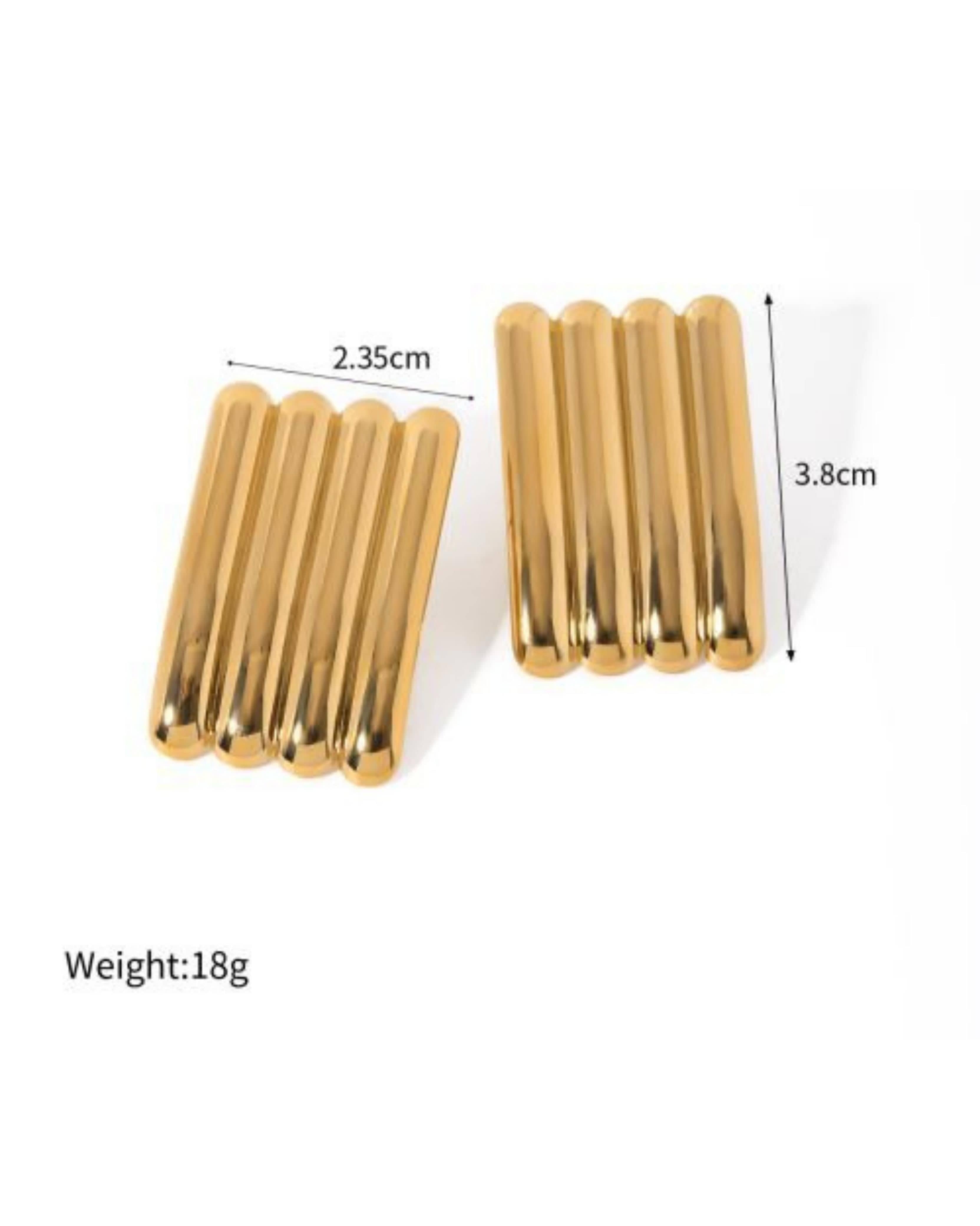 Rekhhta Essentials Earrings Gold Groove Studs