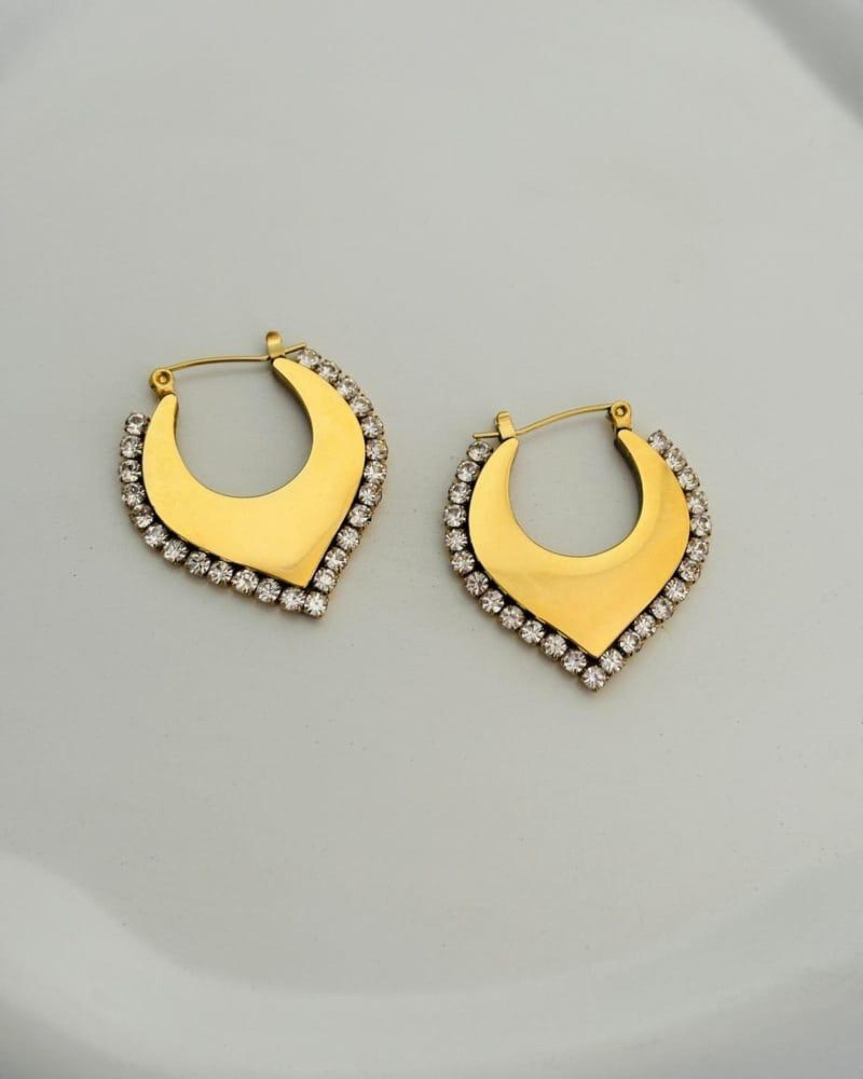 Rekhhta Essentials Earrings Luxe Crystal-Edged Hoops