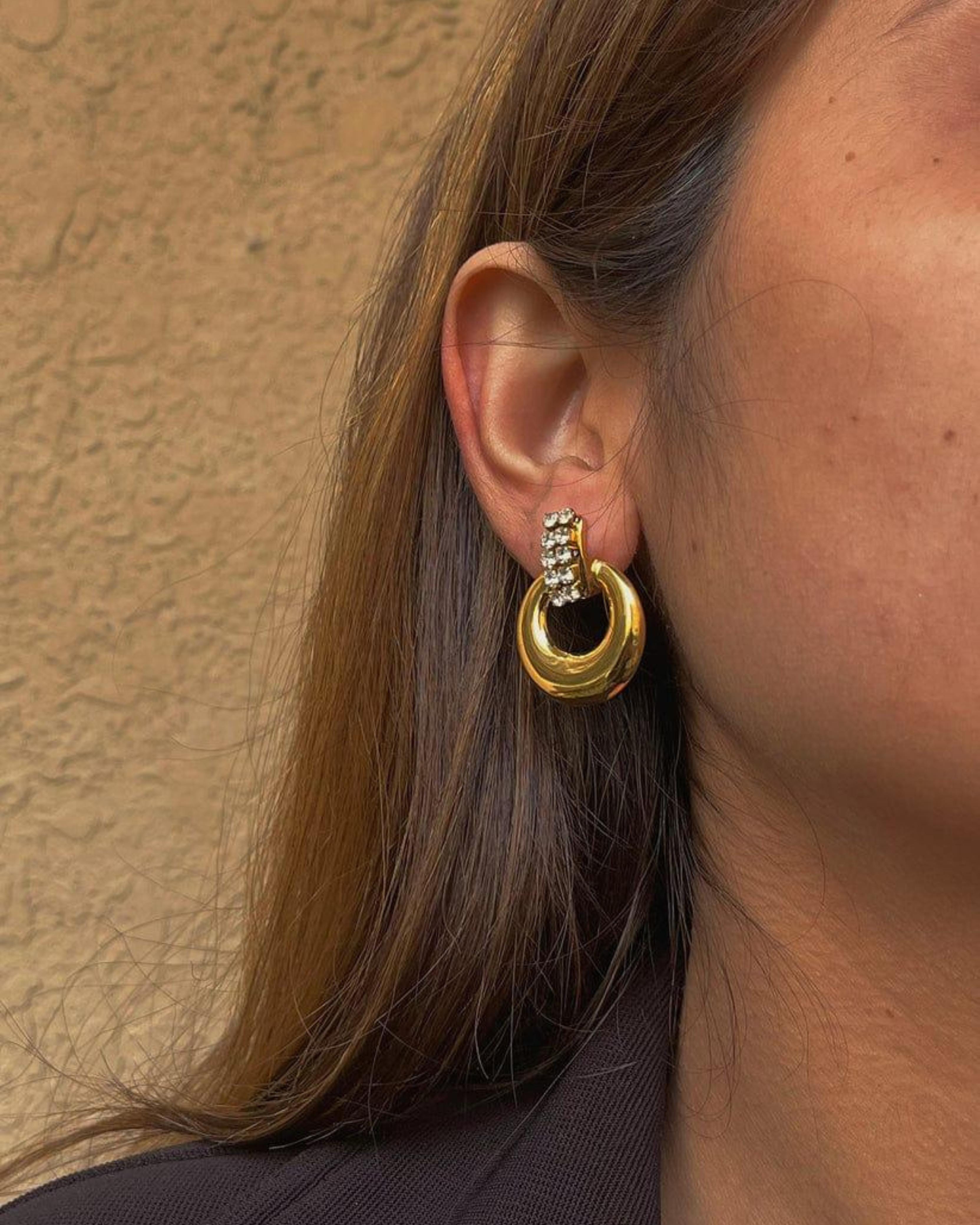 Rekhhta Essentials Earrings Luxe Gold & Crystal Hoop Earrings