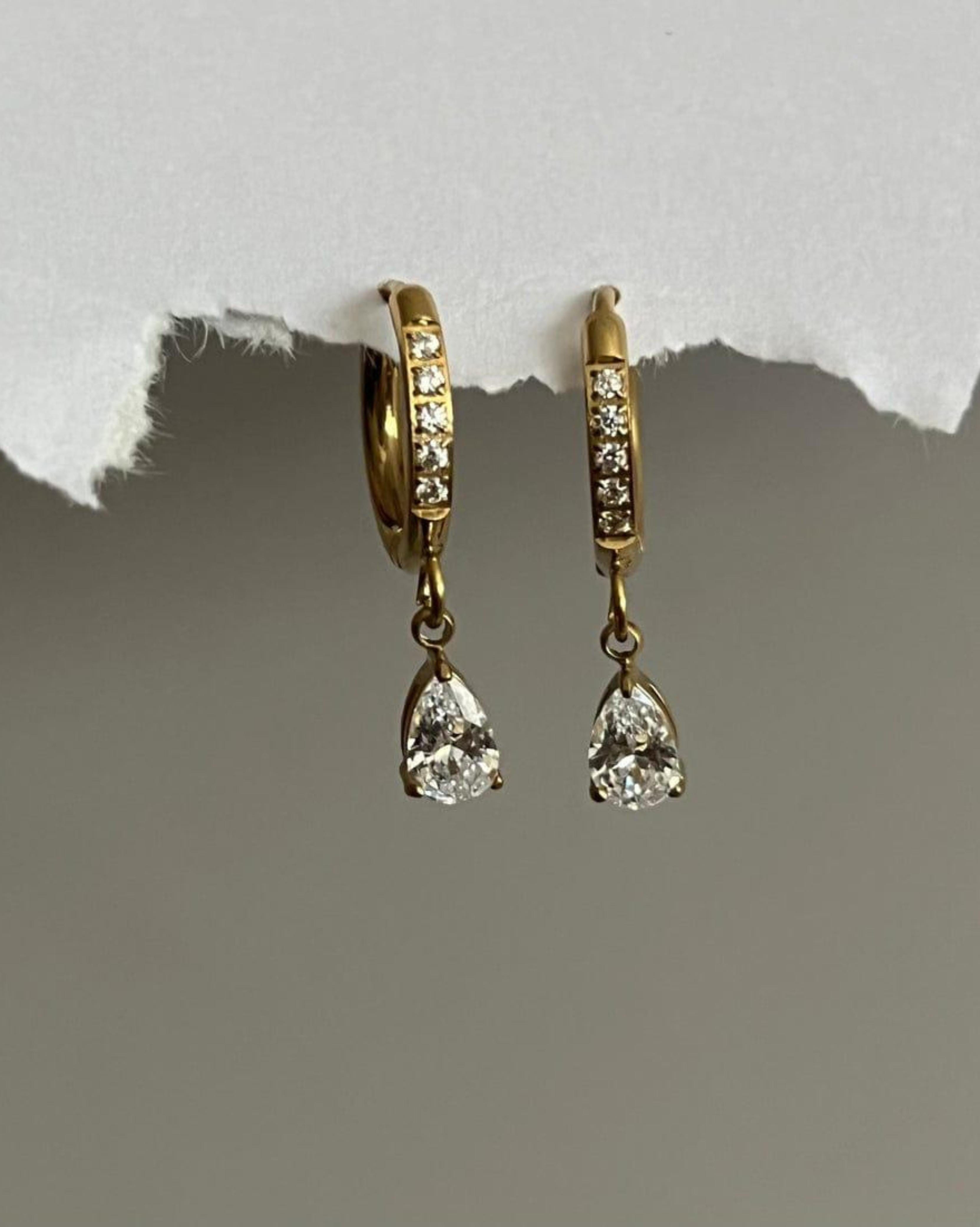 Rekhhta Essentials Earrings Luxe Teardrop Crystal Hoops