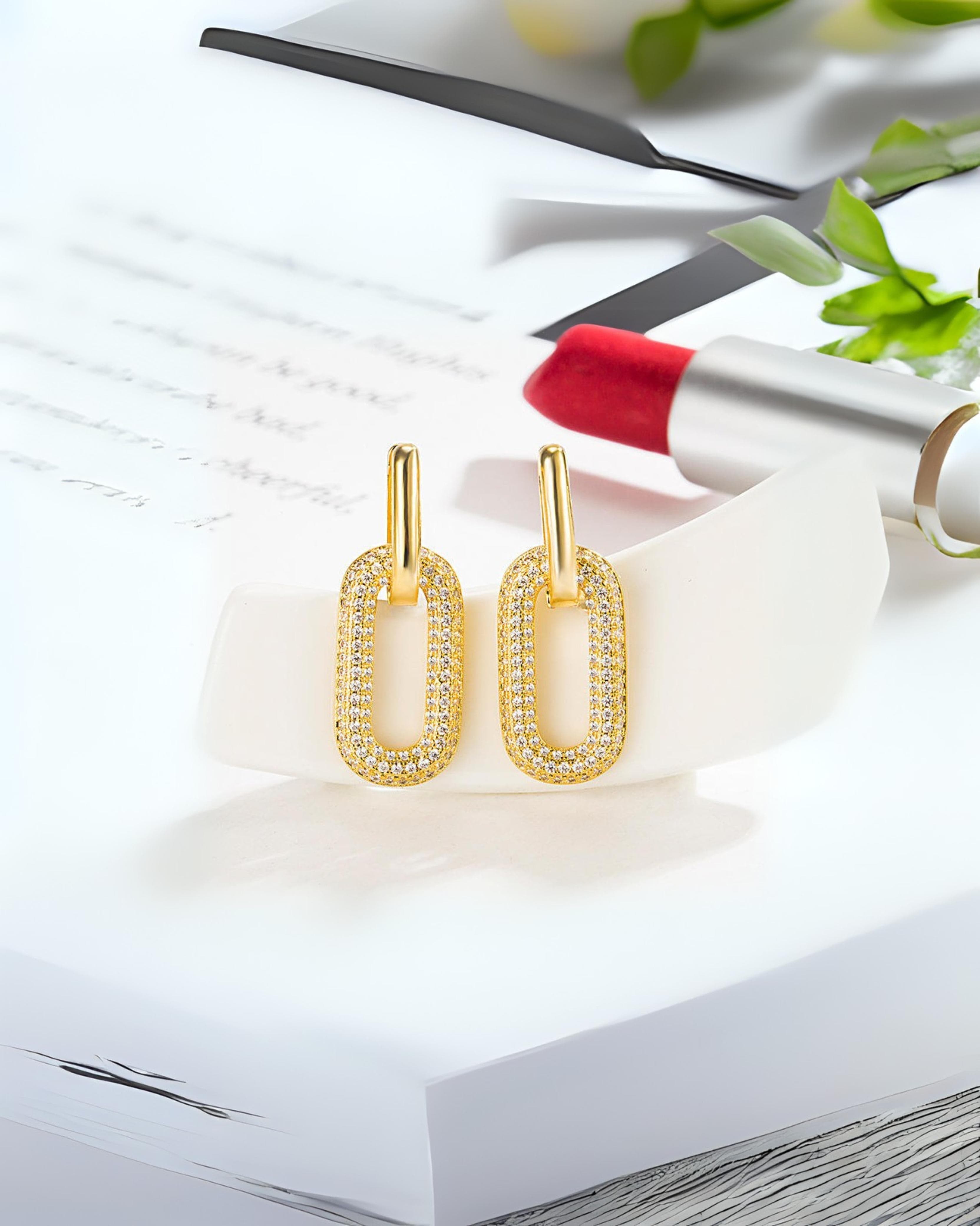 Rekhhta Essentials Earrings Sparkling Link Drops