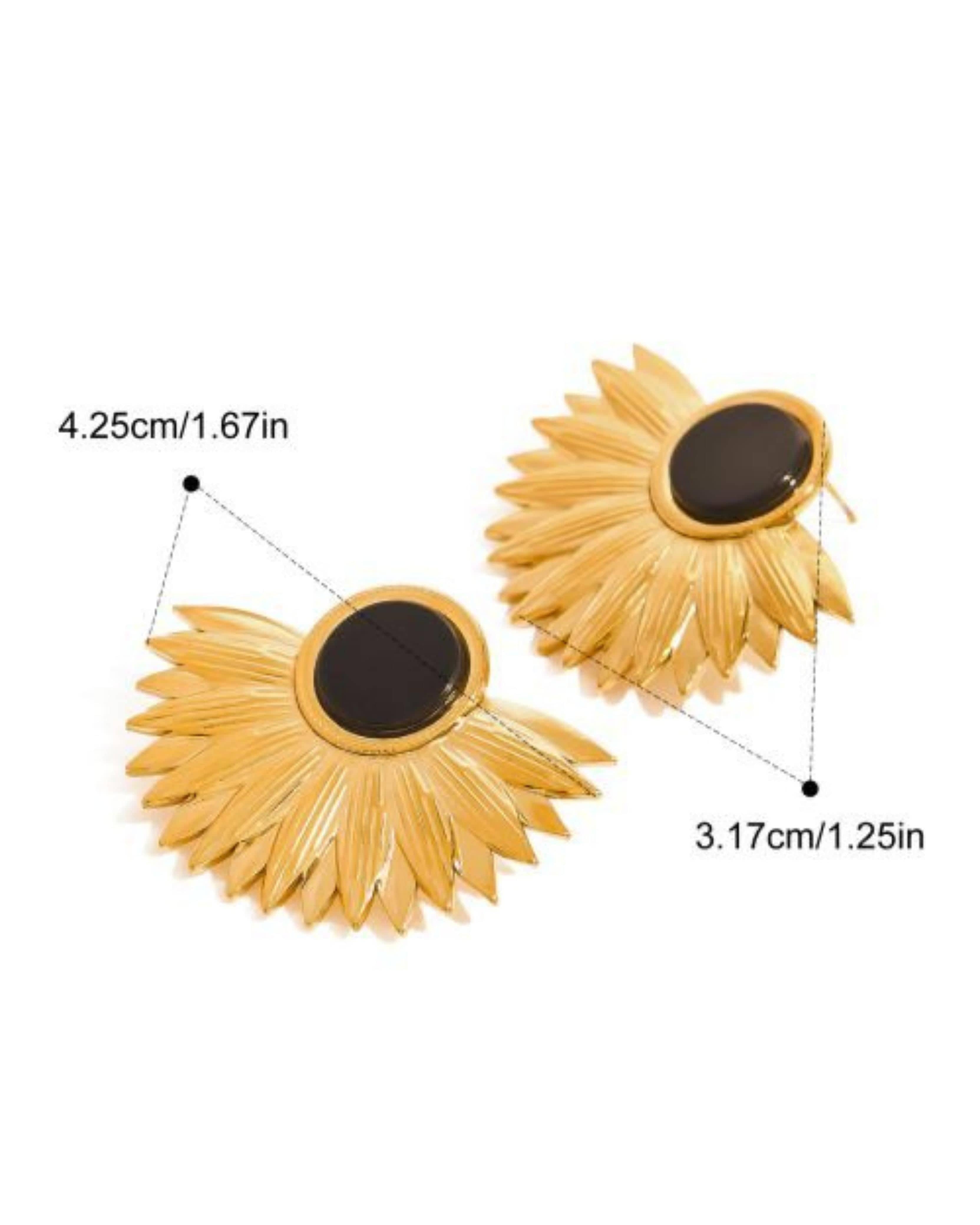 Rekhhta Essentials Earrings Sunburst Gold Statement Earrings