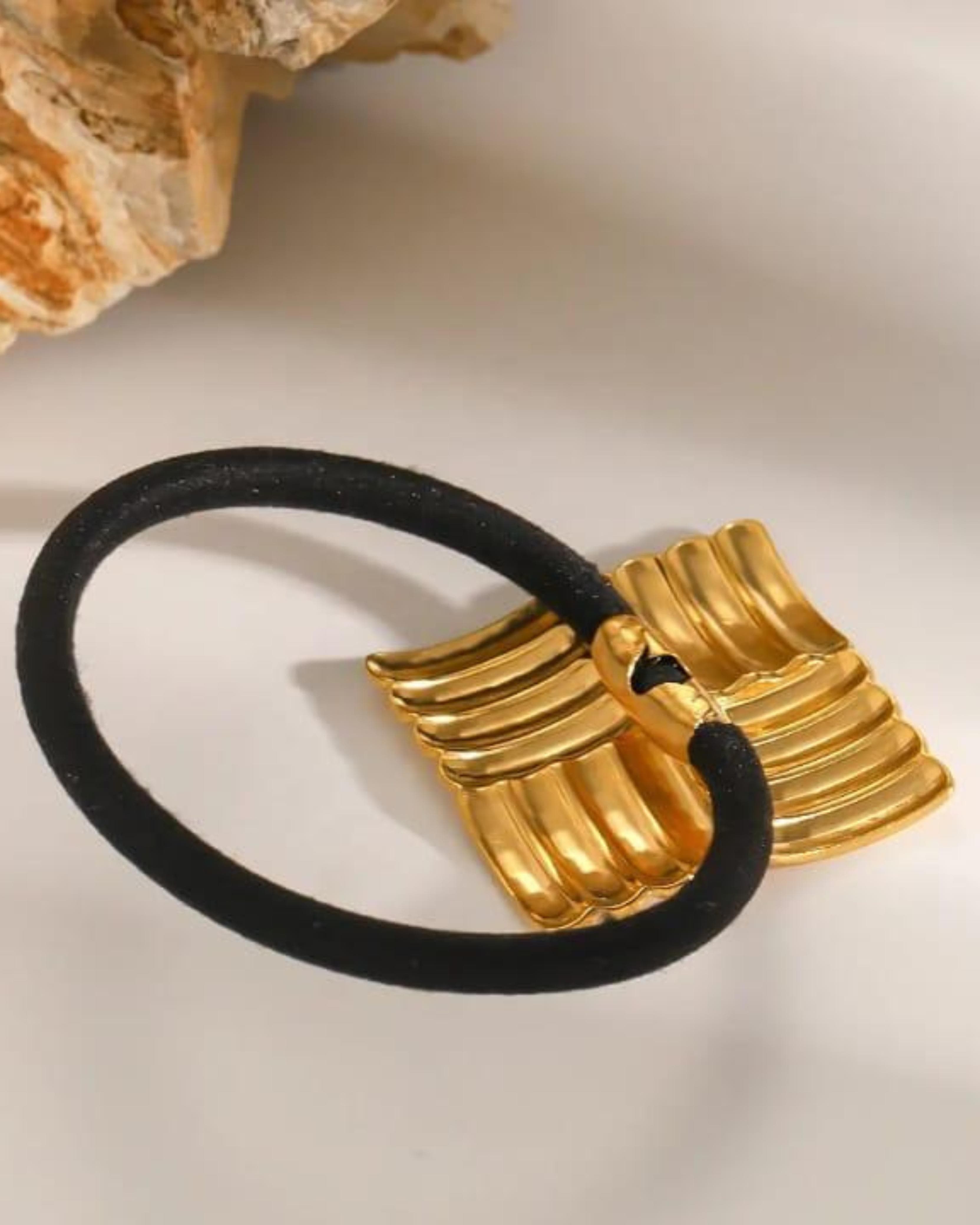 Rekhhta Essentials Hair Accessories Gilded Square Weave Pony Cuff