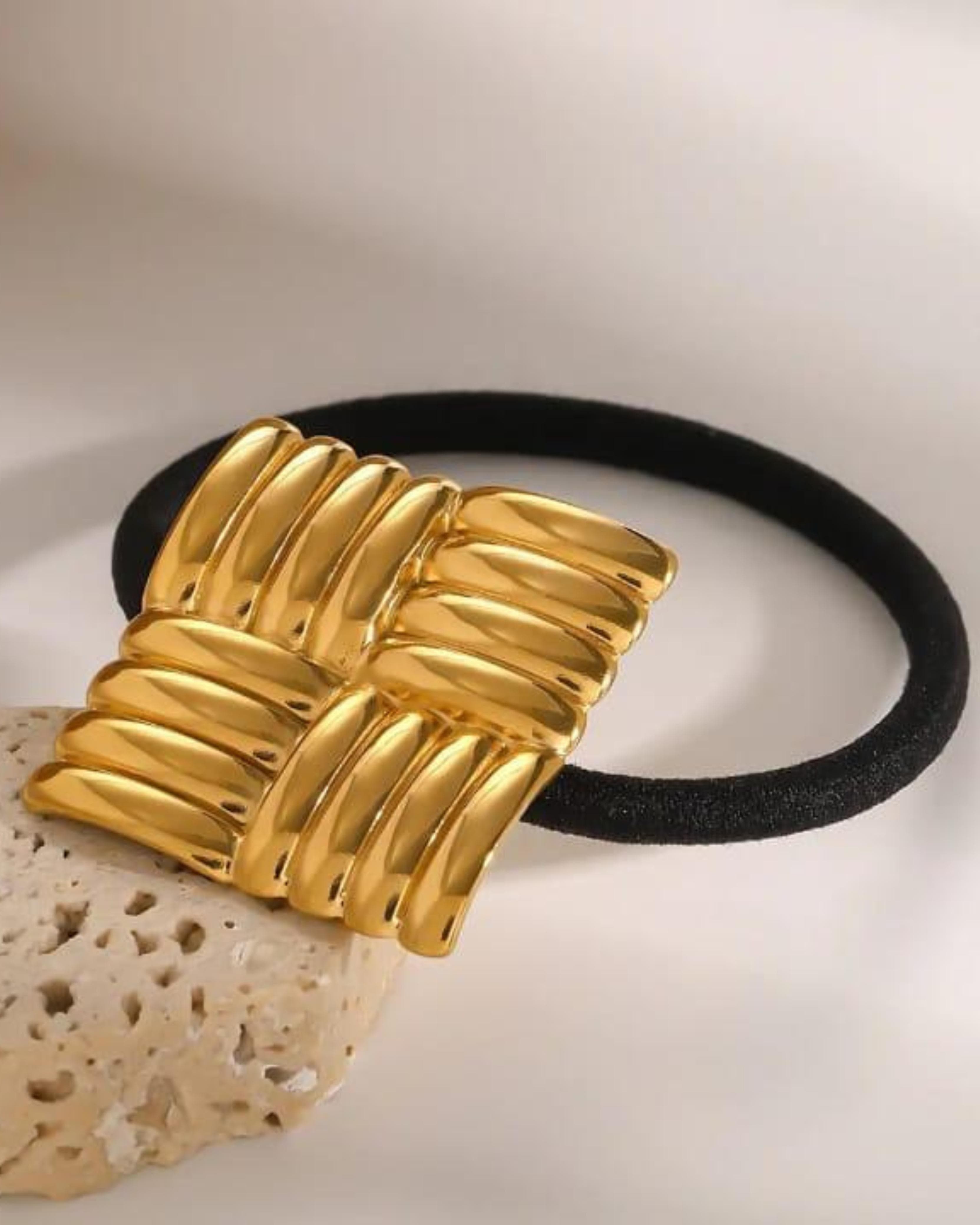 Rekhhta Essentials Hair Accessories Gilded Square Weave Pony Cuff