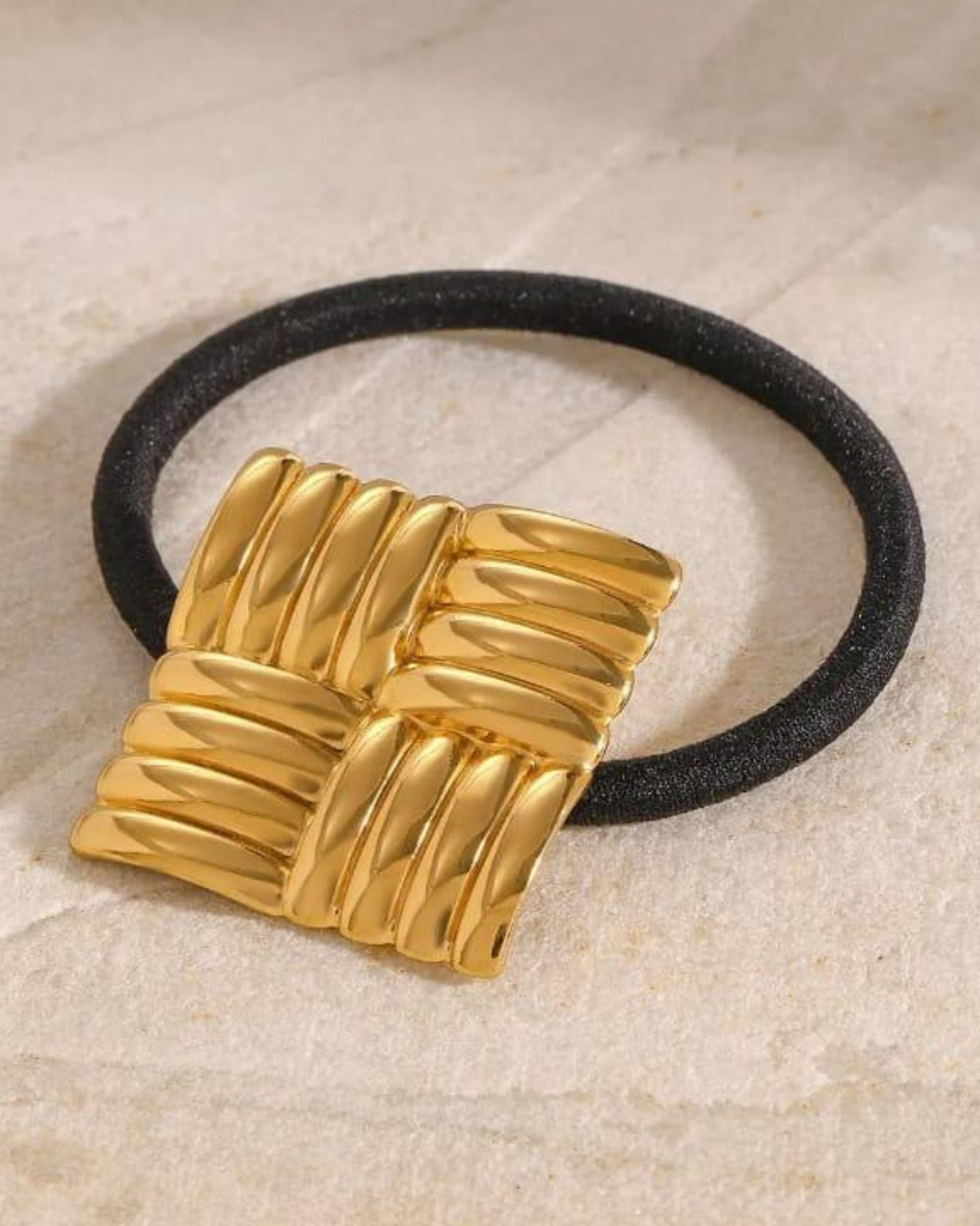 Rekhhta Essentials Hair Accessories Gilded Square Weave Pony Cuff
