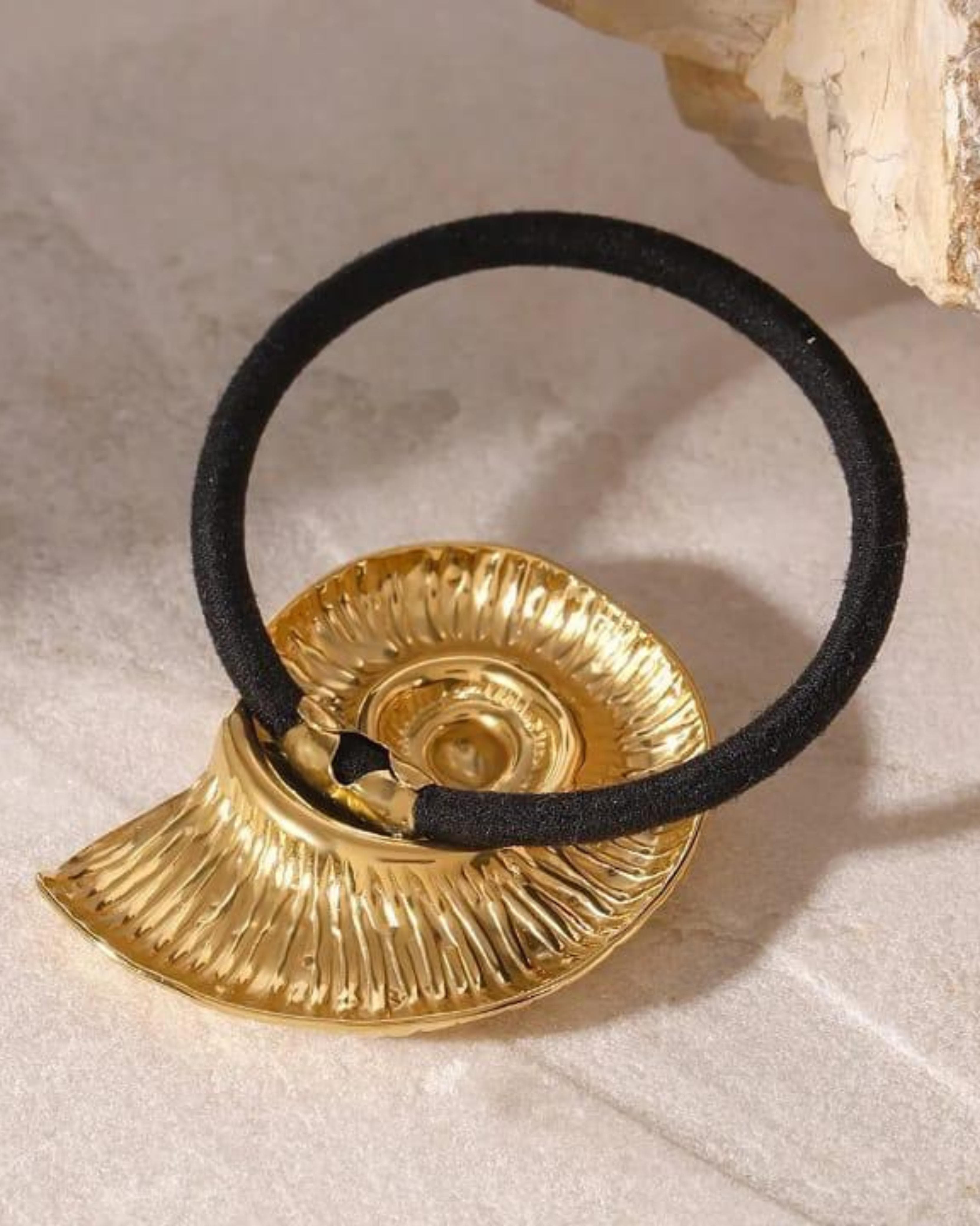Rekhhta Essentials Hair Accessories Golden Nautilus Spiral Pony Cuff