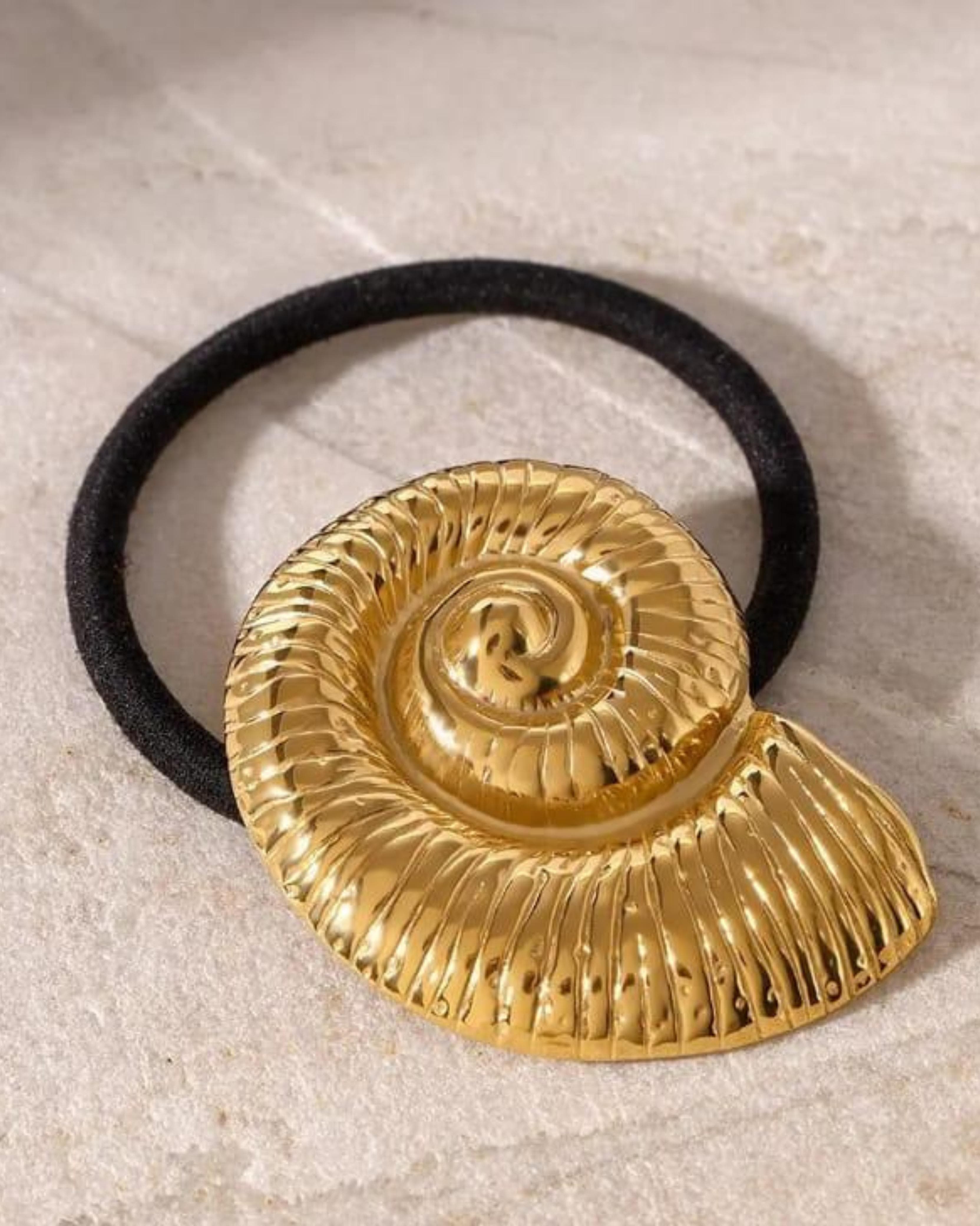 Rekhhta Essentials Hair Accessories Golden Nautilus Spiral Pony Cuff