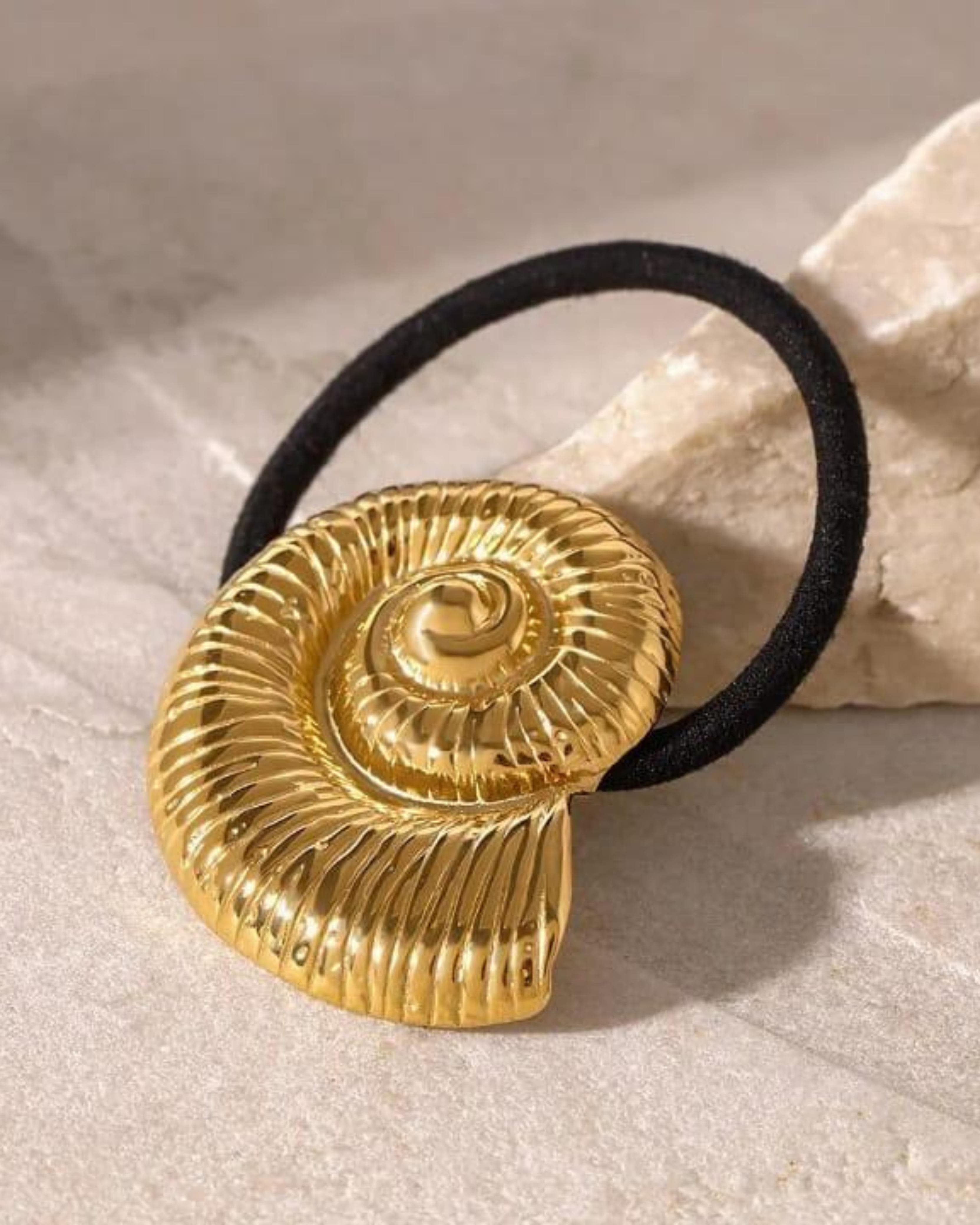 Rekhhta Essentials Hair Accessories Golden Nautilus Spiral Pony Cuff