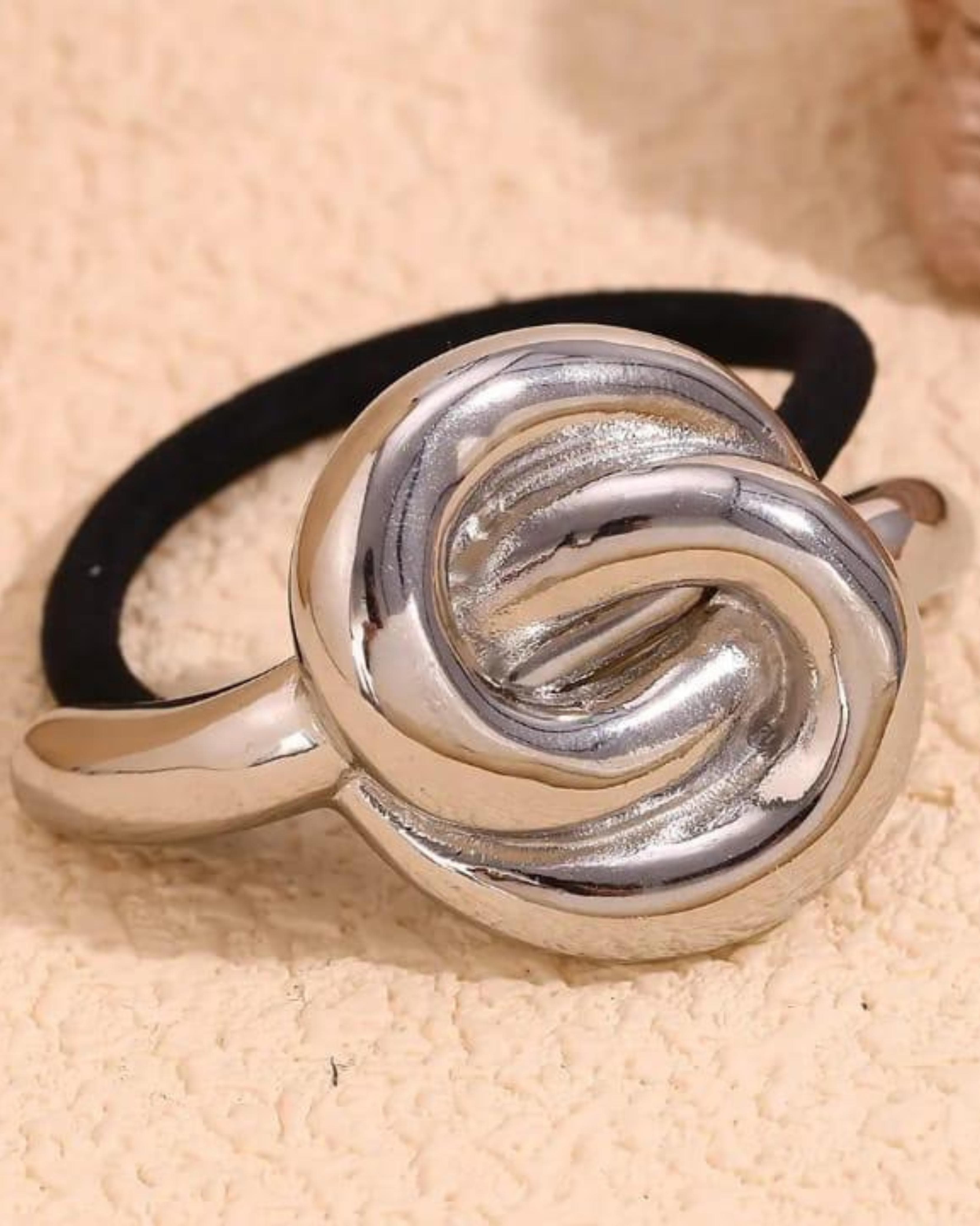 Rekhhta Essentials Hair Accessories Silver Loop Pony Cuff